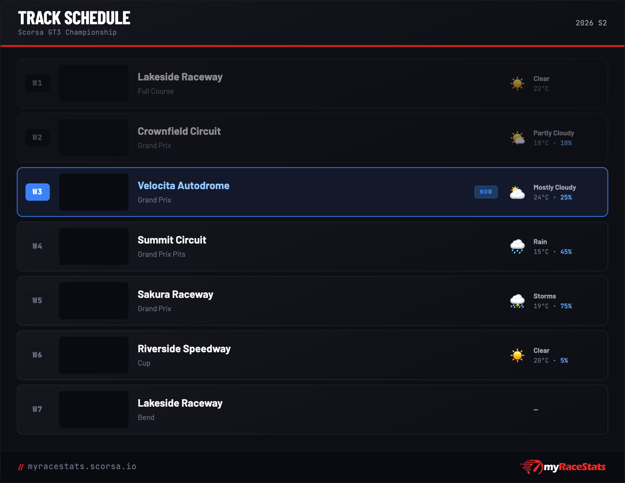 Season schedule card