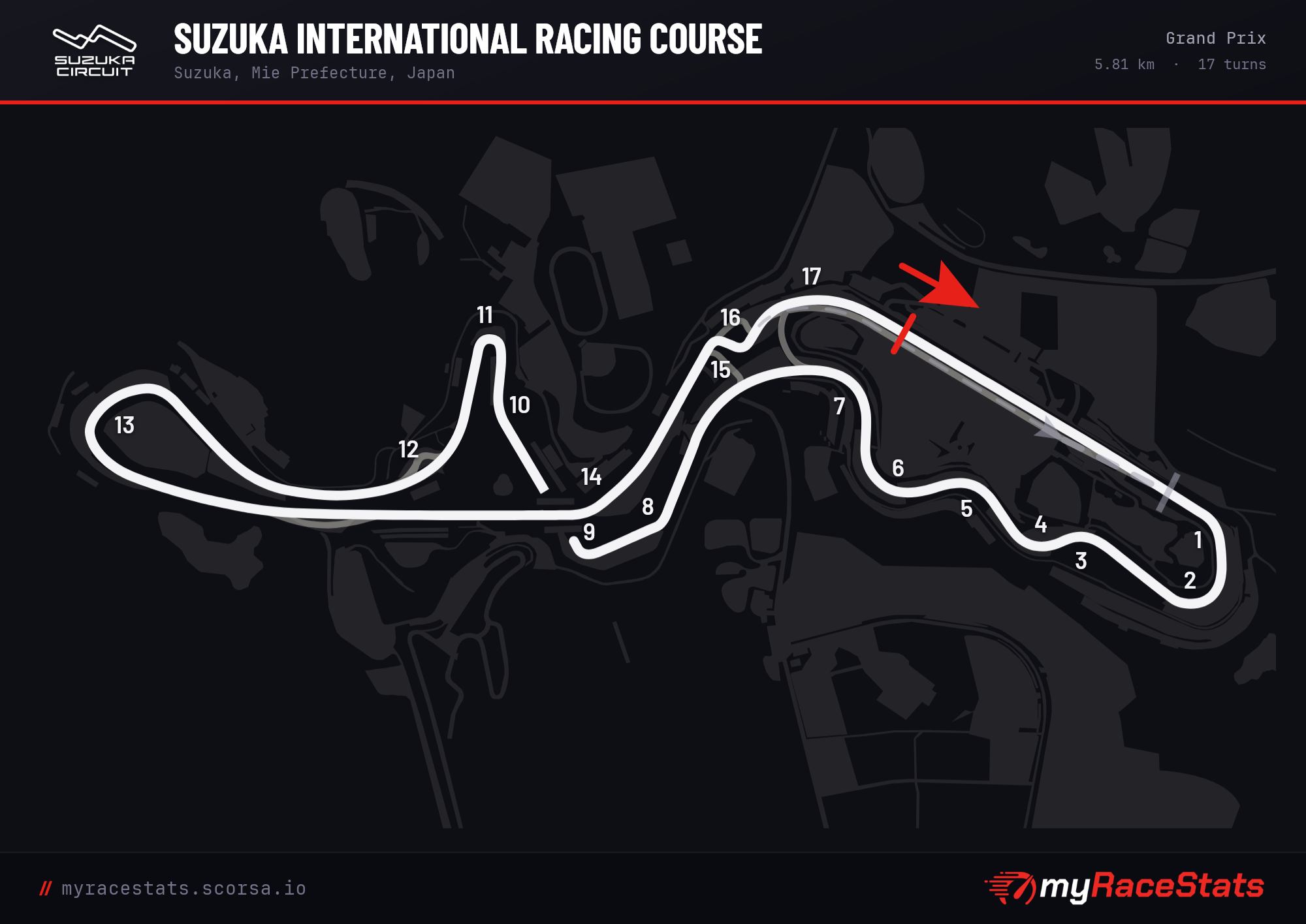 Suzuka International Racing Course Grand Prix track map
