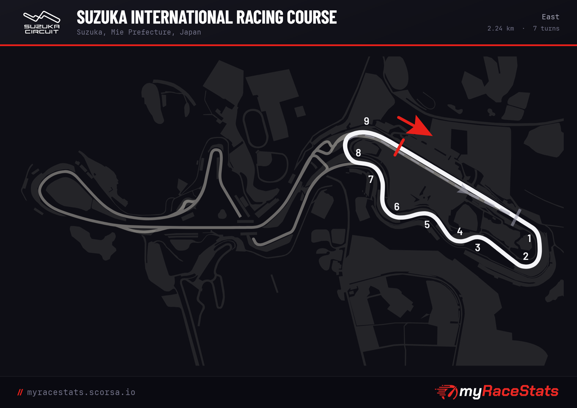 Suzuka International Racing Course East track map