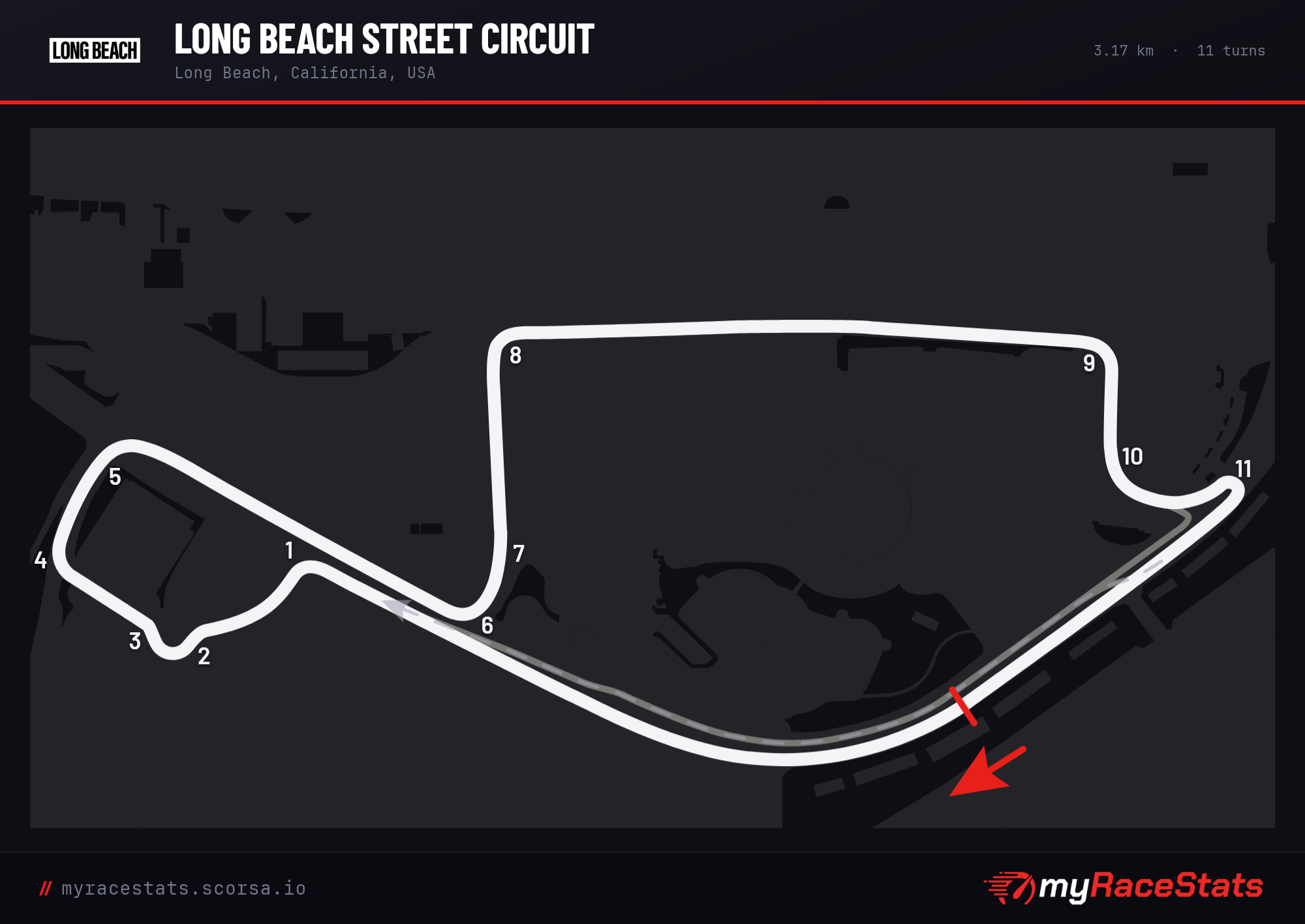 Long Beach Street Circuit track map