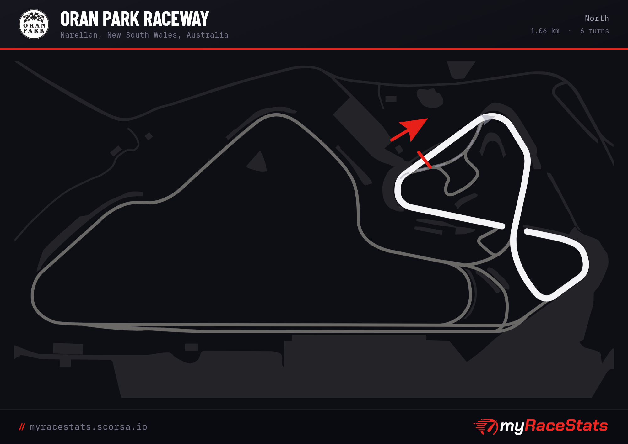 Oran Park Raceway North track map
