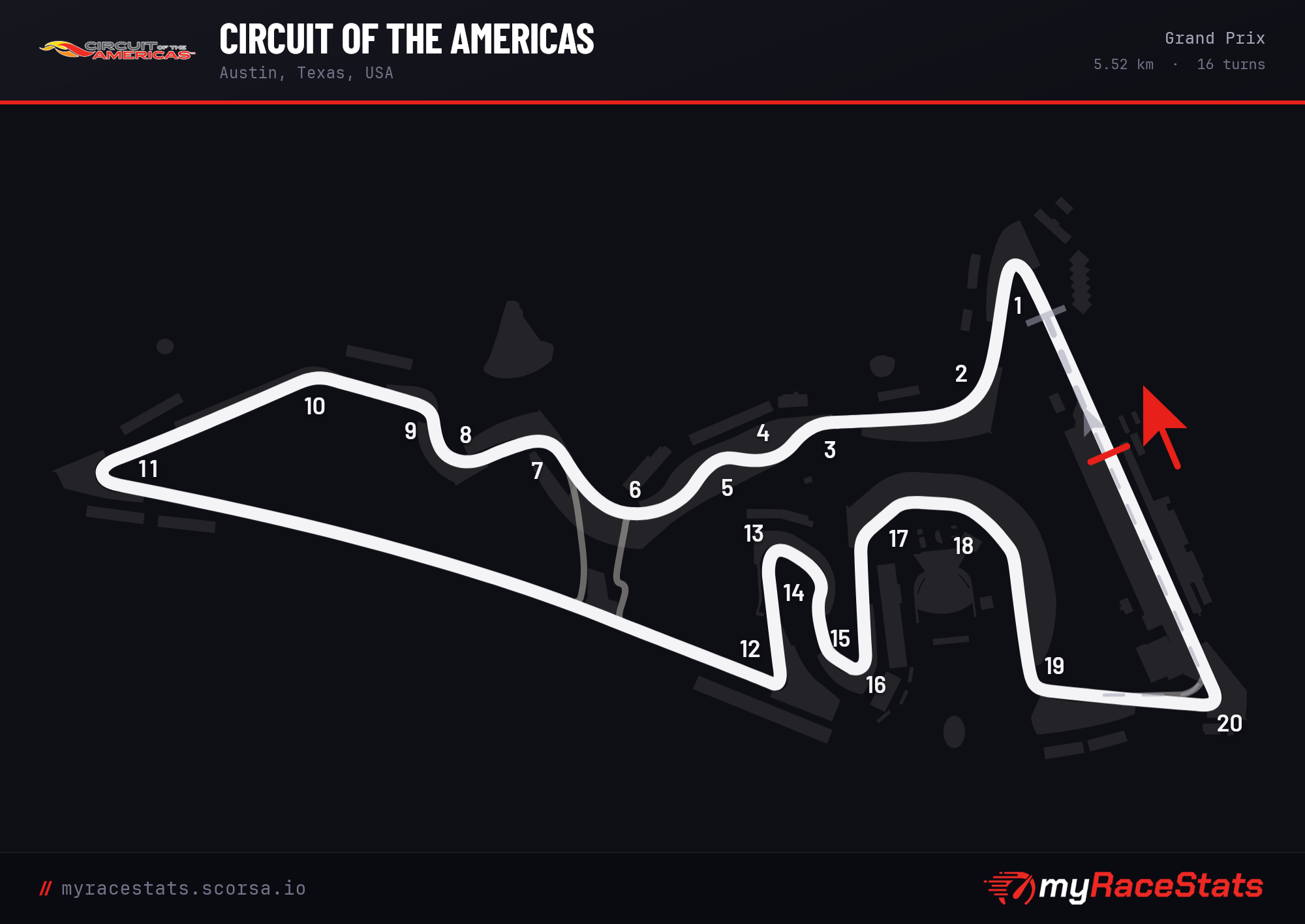Circuit of the Americas Grand Prix track map