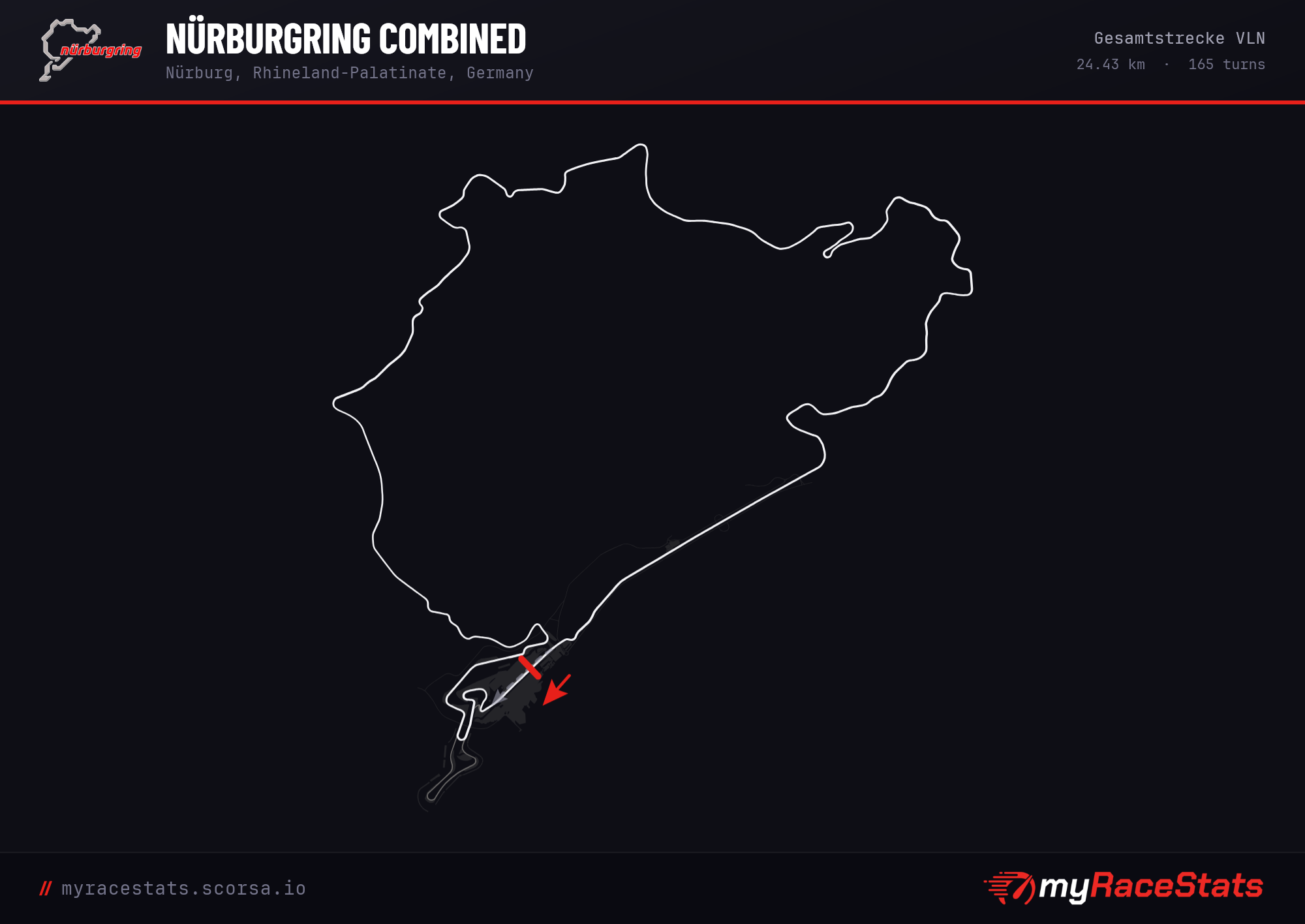 Nürburgring Combined Gesamtstrecke VLN track map