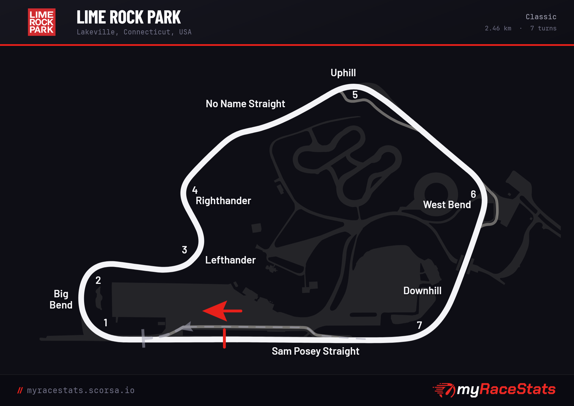 Lime Rock Park Classic track map