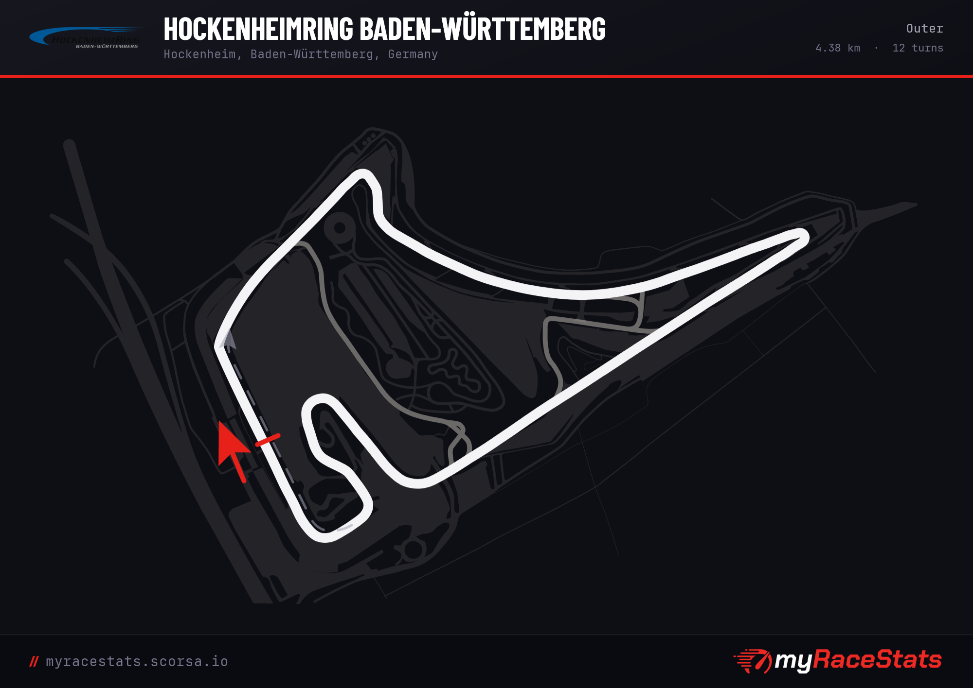 Hockenheimring Baden-Württemberg Outer track map