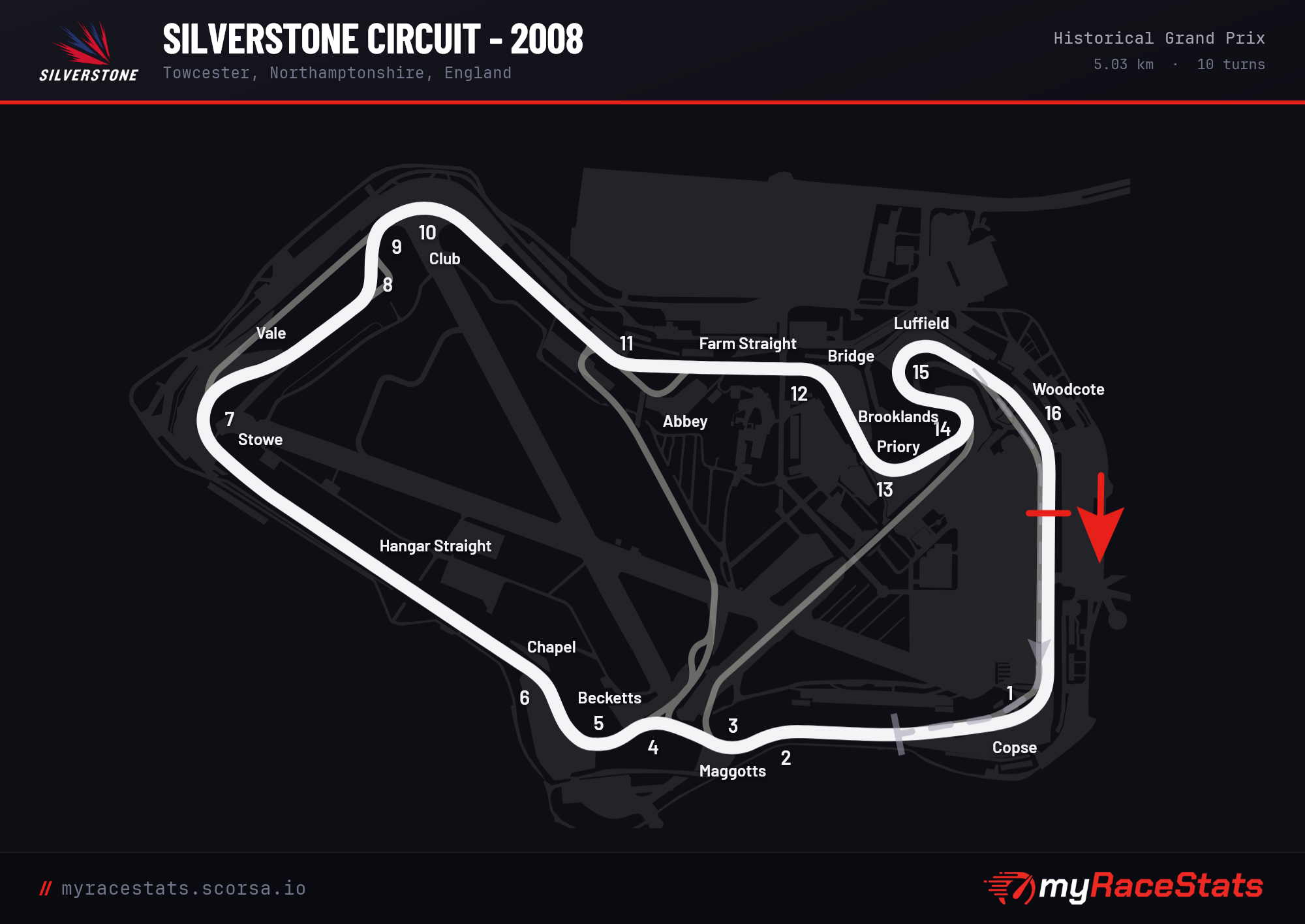 Silverstone Circuit - 2008 Historical Grand Prix track map