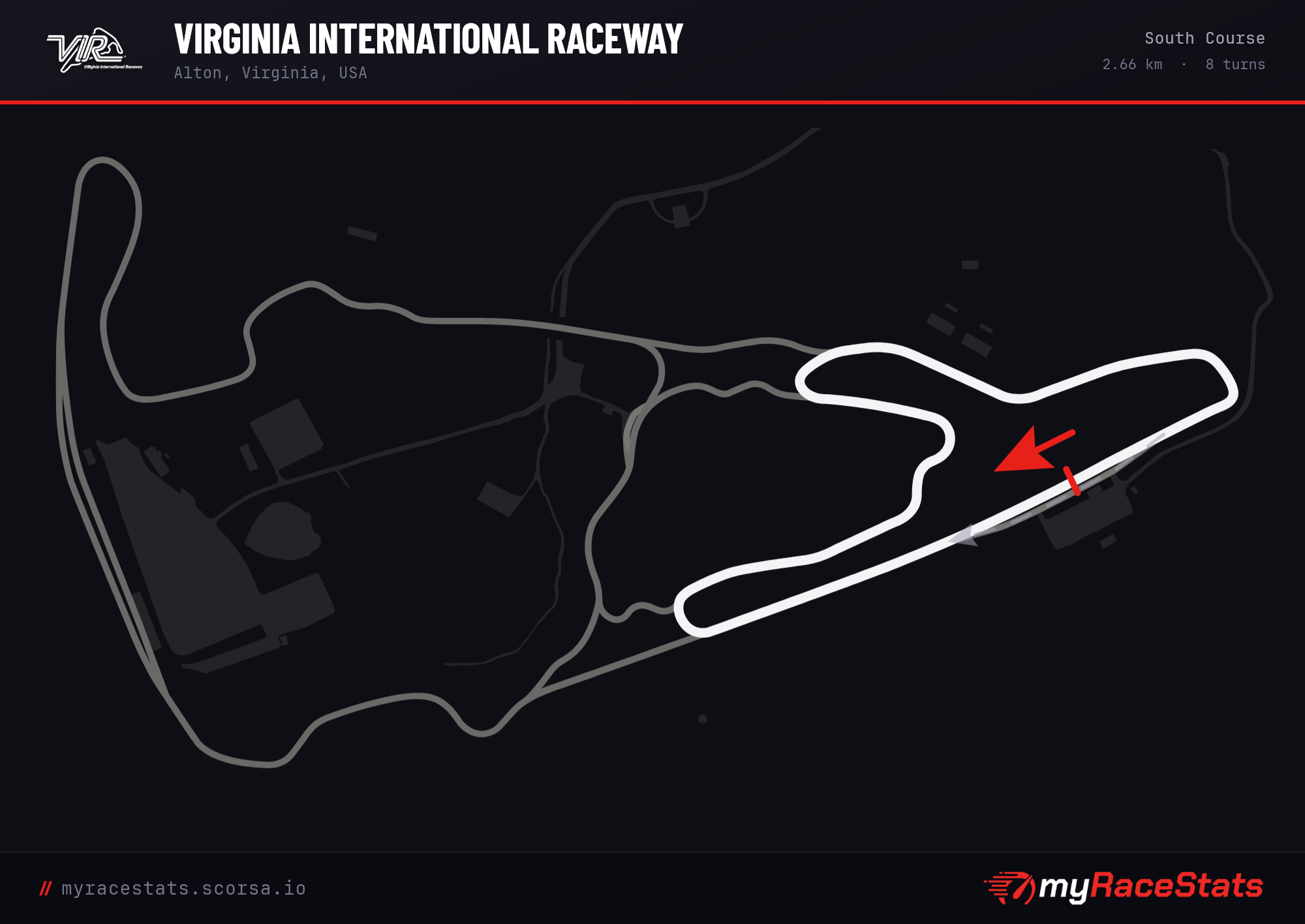 Virginia International Raceway South Course track map