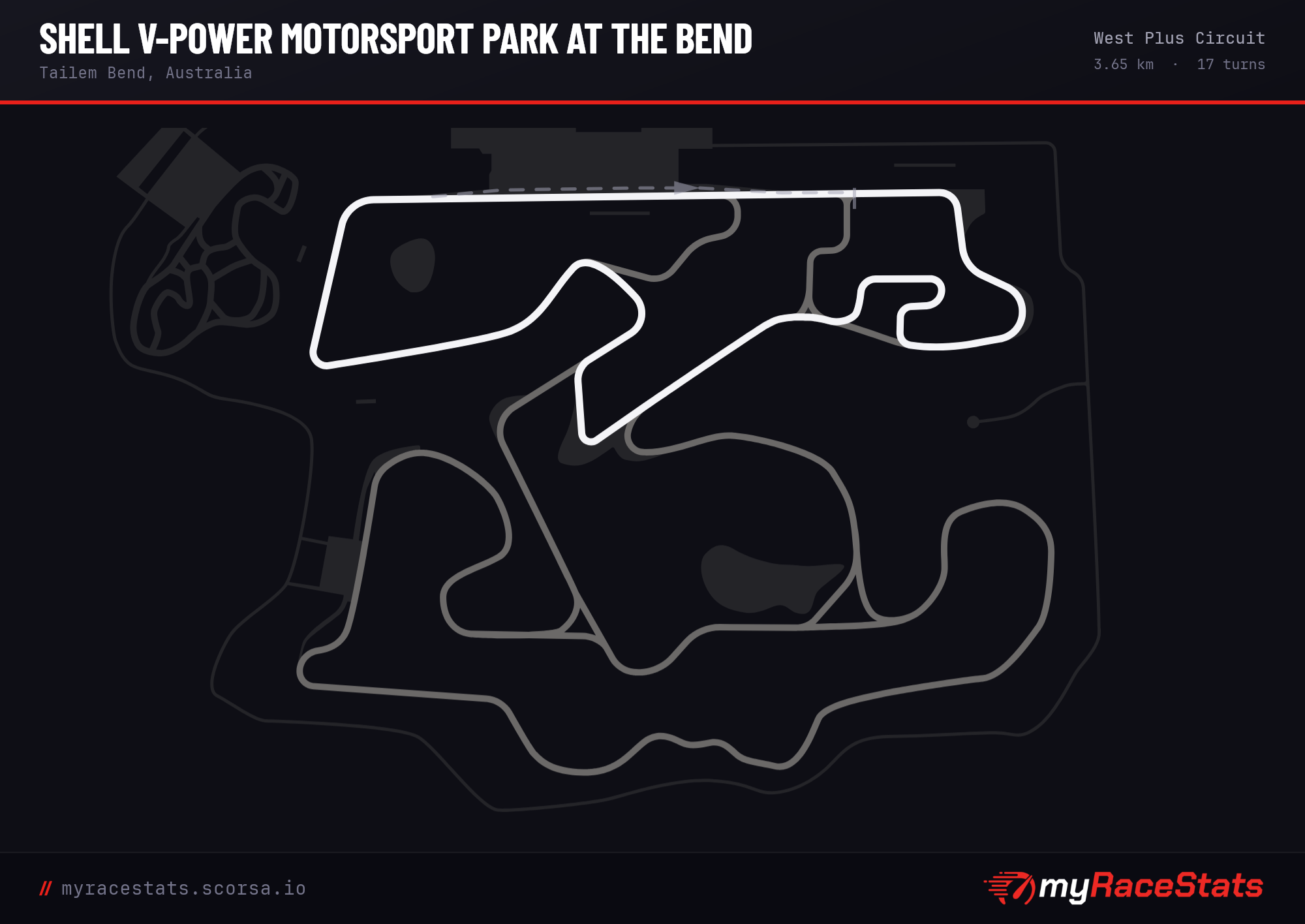 Shell V-Power Motorsport Park at The Bend West Plus Circuit track map