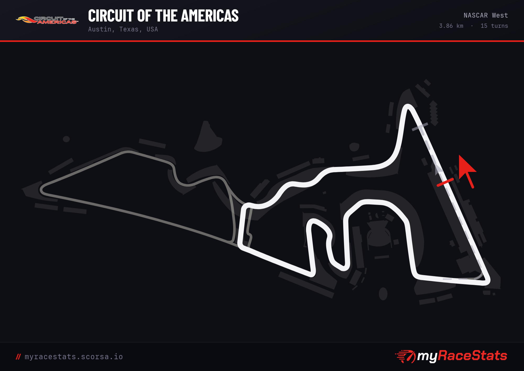Circuit of the Americas NASCAR West track map